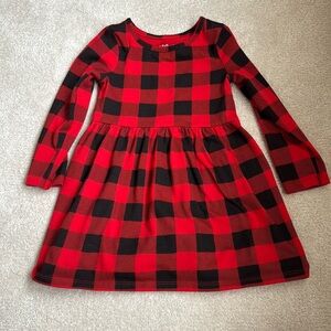 Cat and Jack Toddler girls Buffalo Plaid Fit & Flare skater Dress black red 3T